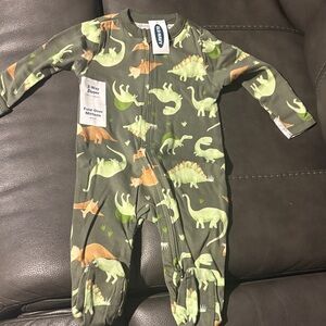 Old Navy Green and Orange Dinosaur Kids Footie